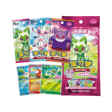 Simplified Chinese Pokemon Gem Pack Badge Set